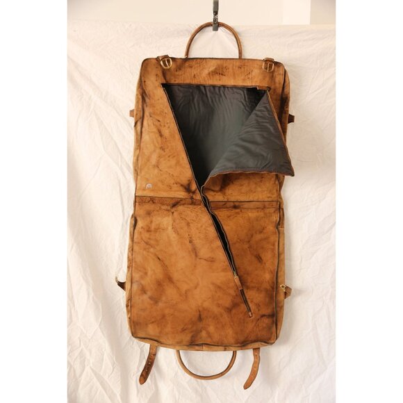 Vintage R.O.N.A. "Go Anywhere" Leather Garment Bag 1970's Handmade Argentina - Picture 4 of 7
